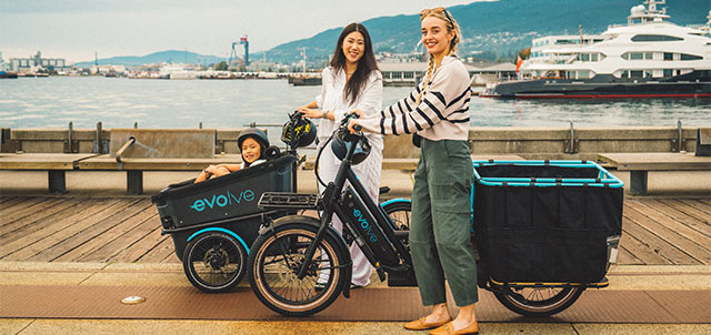 women enjoying their ride with evolve e-cargos
