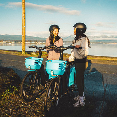 Women is chatting and ready for ride